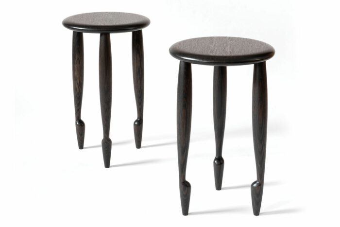 The Bourrée Tables. Time spent developing the shapes, curves, and lines of the foot helped to inform the style of the rest of the leg, which in turn led to the edge profile of the top and the piece’s overall sense of motion and animation. 